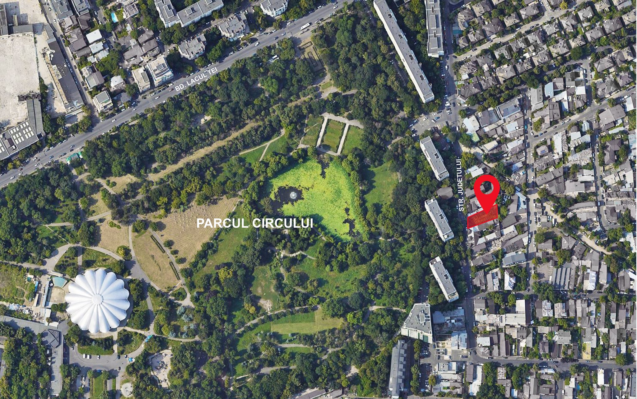 Locația terenului pe strada Județului, lângă Parcul Circului