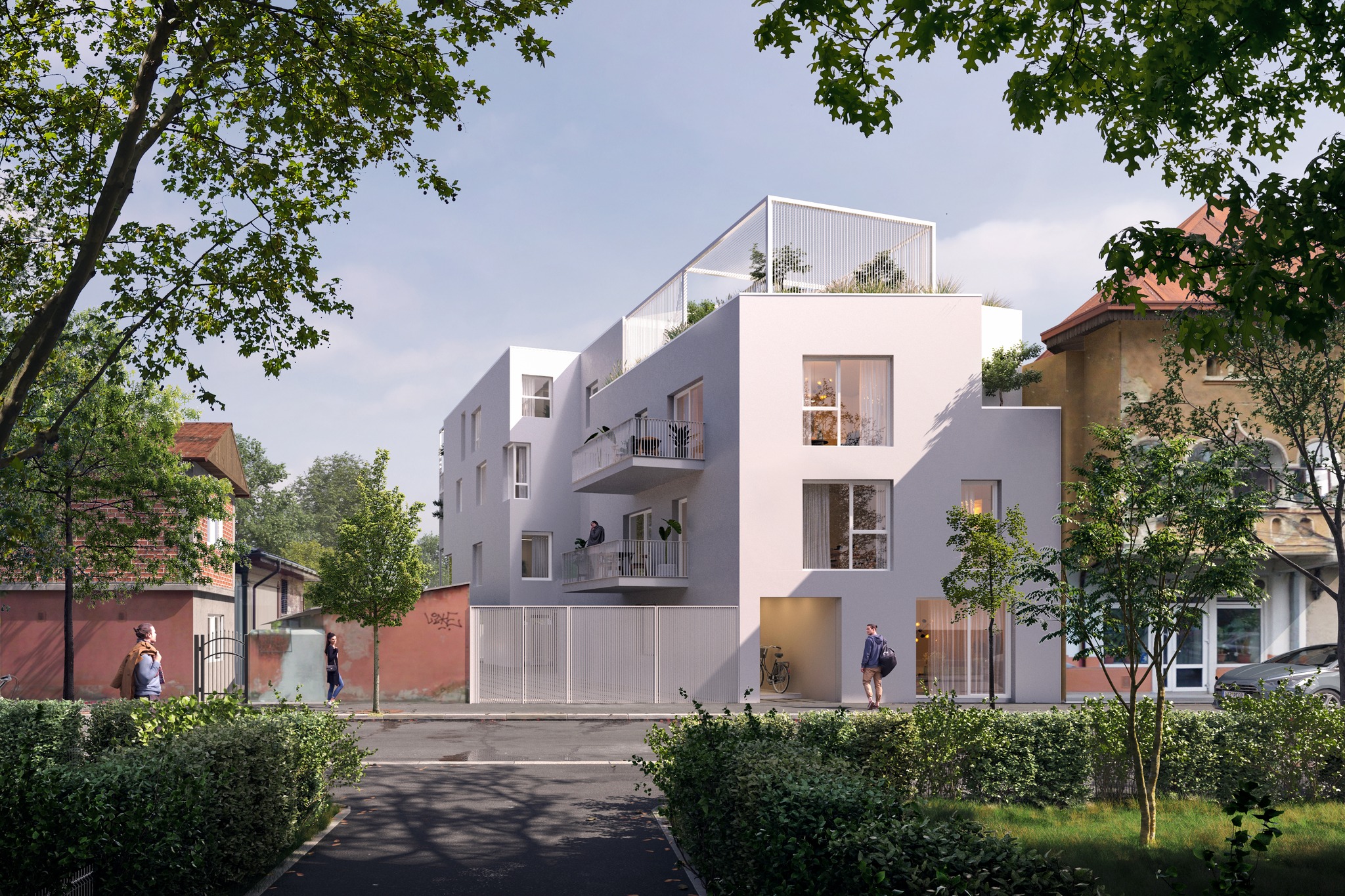 Randare exterior — fațada principală spre stradă